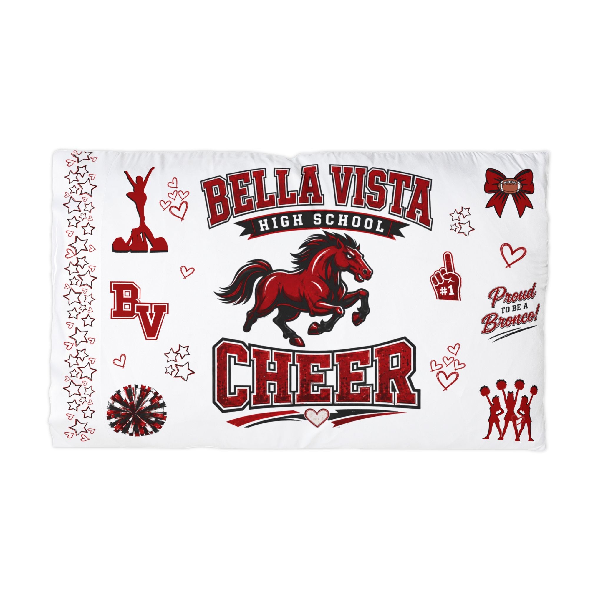 Bella Vista High School Broncos Cheer Microfiber Pillowcase — Once a Bronco Always a Bronco